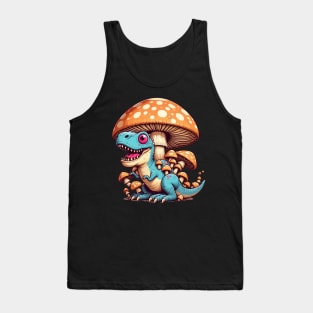 Cute Funny Velociraptor Mushroom Hat Dinosaur Garden Tank Top